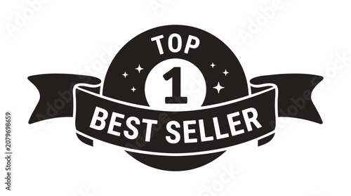 Bild auf Leinwand Number one seller badge with ribbon black silhouette