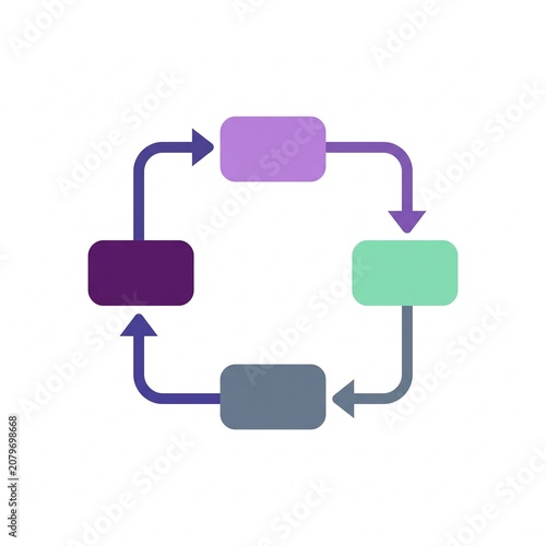 2D Flat Design AI Data Pipeline Icon