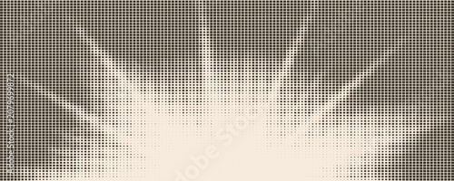 Aged beige square halftone gradient texture. Fading repeating diamond pixel background. Repeated gradation pattern. Vanishing comic pop art overlay backdrop. Vector cartoon raster effect wallpaper