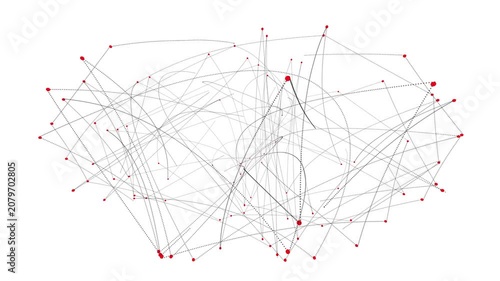 3D Network Loop with Nodes and Connectors.
A seamless looping animation of a dynamic 3D network structure featuring red nodes and dotted connector lines. 