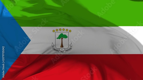 Equatorial Guinea Flag Waving in Slow Motion Loop Animation