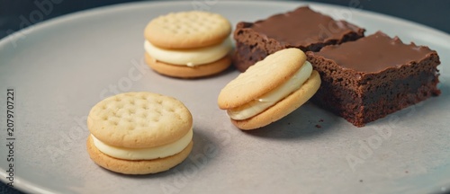 Cookies and brownies on plate food photography for culinary concepts