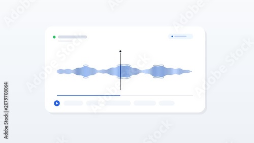 Blue sound frequency visualizer on clean white background