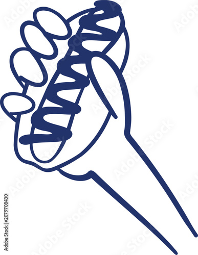 Foto Hand Holding Hot Dog Continuous One Line Drawing Minimalist Food Line Art Vector