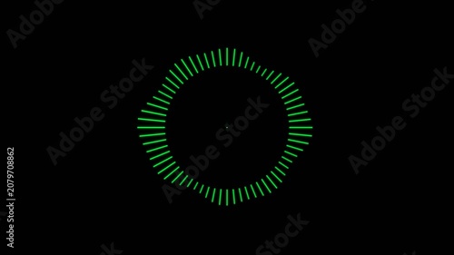 Green circular audio spectrum on black background