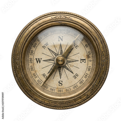 Cuadro en lienzo Vintage brass compass png antique compass png metallic compass png aged compass
