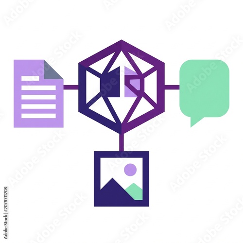 2D Flat Design AI Multimodal Icon