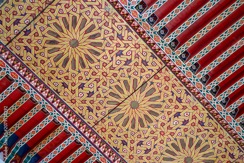 Decorative design on ceiling of a Moroccan porch