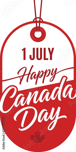 Happy Canada Day celebration graphic with red and white colors