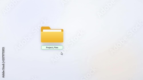 Renaming folder to new name by typing in editable text field on minimal light desktop interface