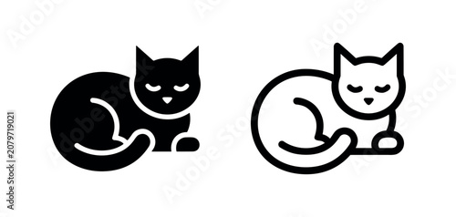 Cuadro en lienzo Sleeping cat icon, symbolizing relaxation, peace, domestic pet, and animal comfort