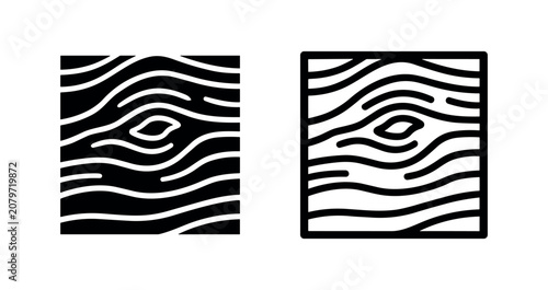 Bild auf Leinwand Wood Grain Texture Panel Icon in Solid and Outline Style Vector Illustration