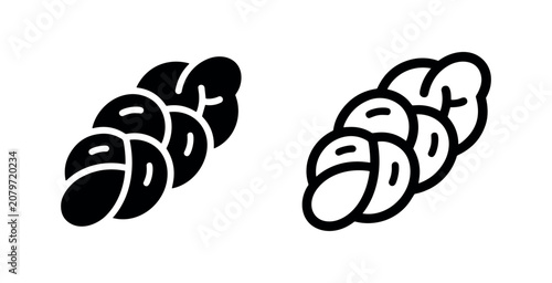 Fotografie Braided Challah Bread Icon - Jewish Food and Baked Goods Symbol