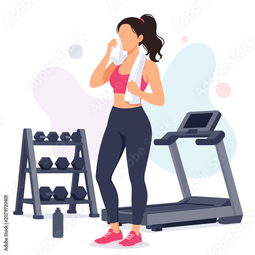 Acne Positivity Day Woman Drinking Water After Workout in Gym.
