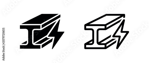 Foto I-beam steel and lightning bolt icon
