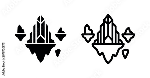 Canvas Print Fantasy floating city icon vector