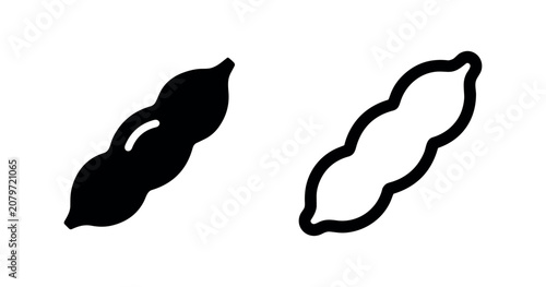 Foto Simple bean or pea pod icon in glyph and outline style, representing fresh legumes and healthy eating