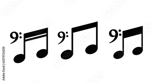 Cuadro en lienzo Musical Notation: Bass Clef, Eighth Notes, and Time Signature