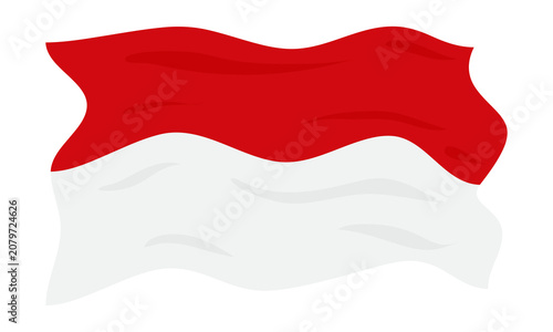 фотографія Indonesia's red and white flag against a white background.