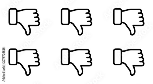 Bild auf Leinwand Six Thumbs Down Icons, Negative Feedback Symbols, Disapproval Gestures, Rejectio