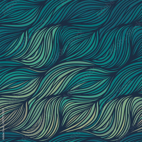 Seamless abstract vector pattern with flowing waves and smooth curved lines. Elegant organic design with hair-like motion, perfect for textiles, wallpaper, backgrounds, and modern decorative projects.