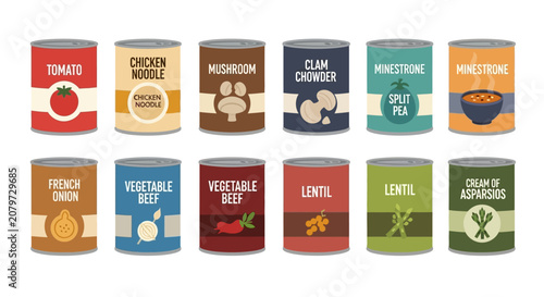 фотографія Assortment of Canned Soups Variety Collection