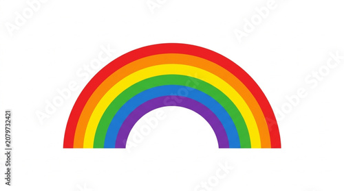 Colorful rainbow arc with clouds vector illustration