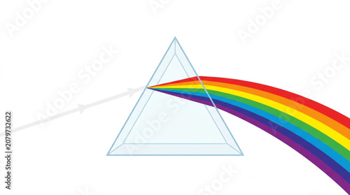 Light dispersion through a glass prism vector illustration