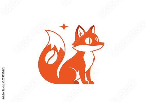 Minimalist orange fox logo with coffee bean and star
