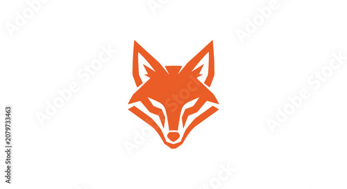 Minimalist orange fox head logo on white background