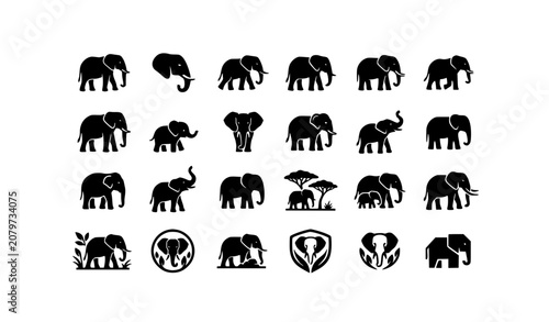 Photography Editable Elephant Icon Pack With Safari Wildlife And Animal Symbols
