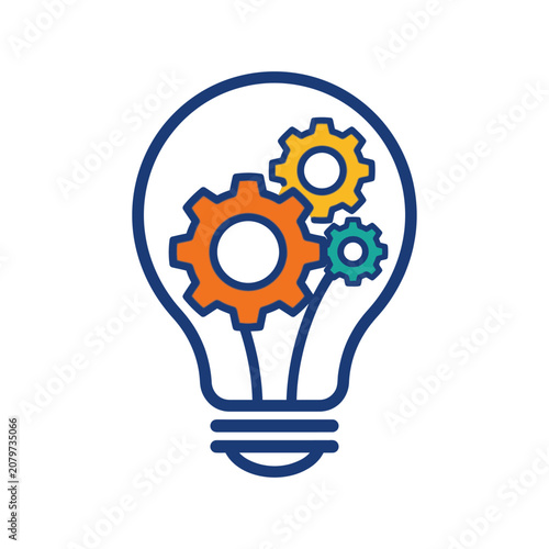 Creative light bulb icon with gears for innovation concept