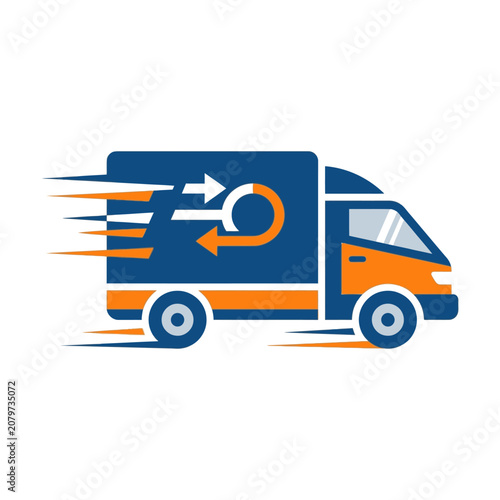 Fast delivery truck logo for shipping and logistics services