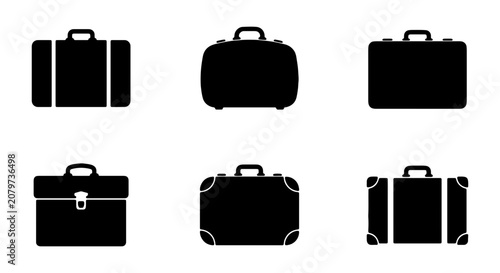 Bilde på lerret Business Briefcase Icons, Travel Luggage Silhouettes, Vector Suitcase Set