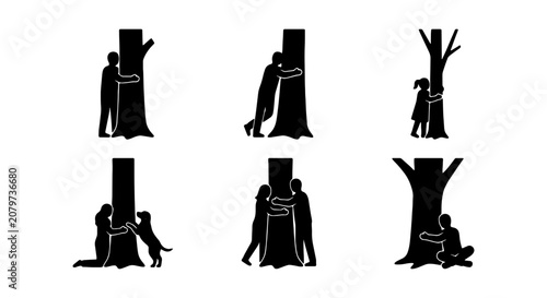 Fotografija Tree Hugging Icons: People, Family, Love, Nature Connection