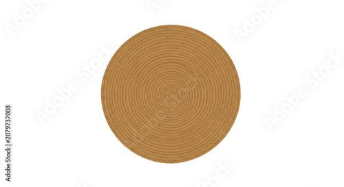 Round Jute Fiber Area Rug Isolated on White