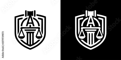 Fotografía Professional Legal Logo Design with Law Scales Gavel and Shield Emblem for Attor