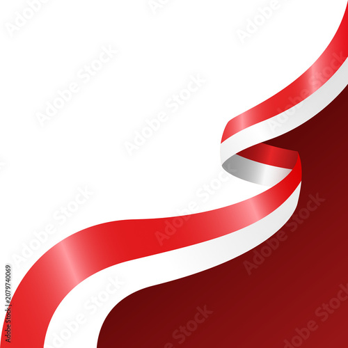 red and white indonesia flag ribbon waves transparent background
