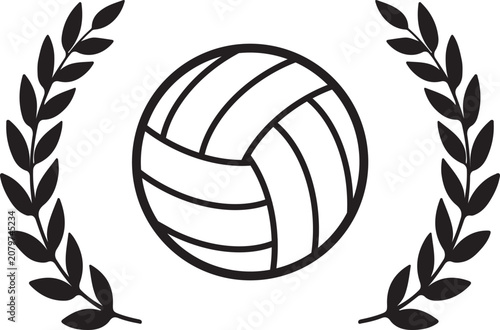 Volleyball Award Trophy Laurel Wreath Icon