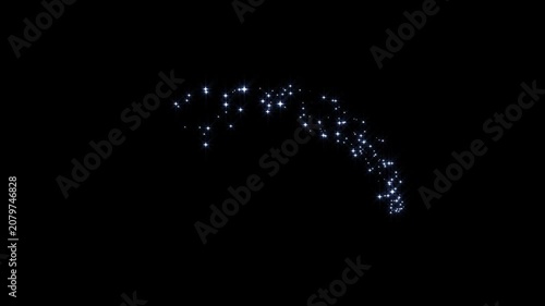 4K Magical Star Arc Trail Animation on Black Background, Premium Glowing Particle Swoosh Overlay for Cinematic Video Intros and Motion Graphics Transitions