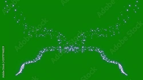 4K Symmetrical Magic Wavy Star Trail Loop on Green Screen, Glowing Glittering Particle Wave Motion Graphics Overlay for Festive and Cinematic Video Projects