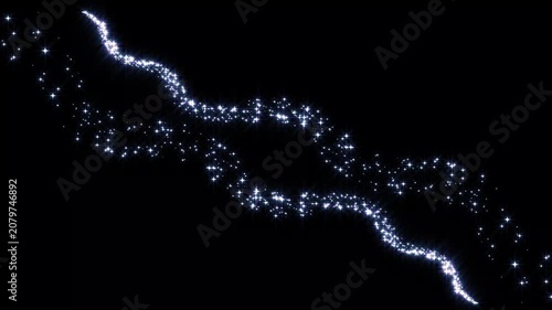 4K Radiant Diagonal Wavy Star Trail Animation on Black Background, Premium Glowing Particle Wave Overlay for Cinematic Video Intros and Event Transitions