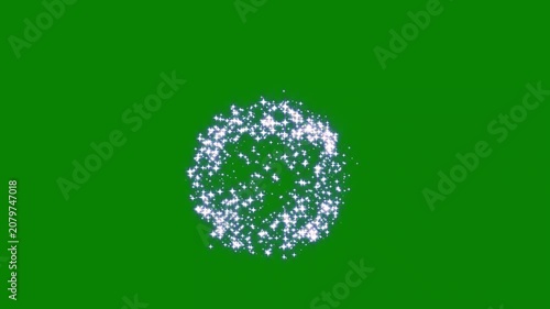 4K Sparkling Star Sphere Explosion on Green Screen, Magical Glowing Particle Ball Burst Effect for Festive Celebration and Holiday Motion Graphics Overlay