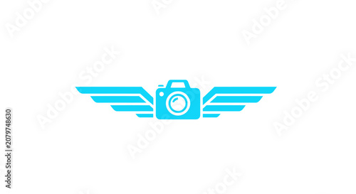 Konstfotografi Blue winged camera icon for photography branding