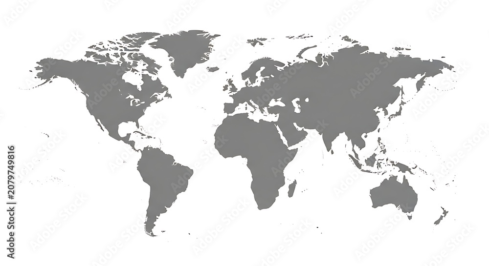 Fototapeta premium Blank World Map Silhouette on White