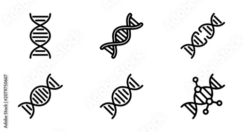 Tableau sur toile DNA Icons Set: Genetic Research, Molecular Biology, Science & Health Vector Grap
