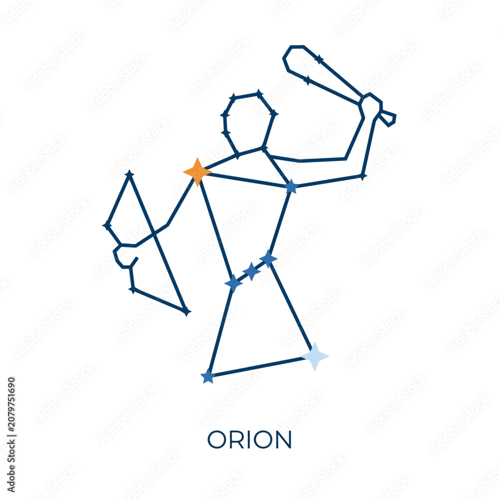 Obraz premium Minimalist Orion Constellation Line Art Illustration