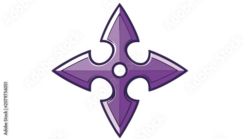 Symmetrical Purple and Light Gray Geometric Nucleus or Cross Shape Design