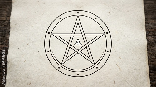 Geometric compass drawing on aged paper.