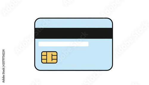 Digital Credit Card Illustration with Microchip and Magnetic Strip